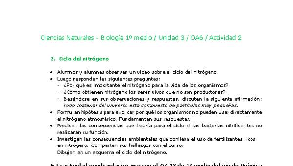Ciencias Naturales 1 medio-Unidad 3-OA6-Actividad 2