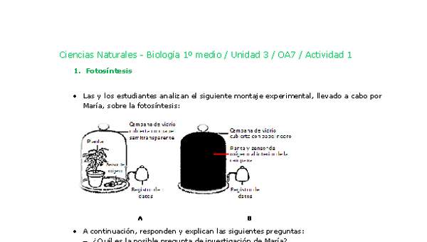 Ciencias Naturales 1 medio-Unidad 3-OA7-Actividad 1