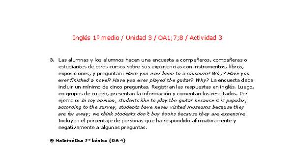 Inglés 1 medio-Unidad 3-OA1;7;8-Actividad 3