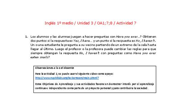 Inglés 1 medio-Unidad 3-OA1;7;8-Actividad 7