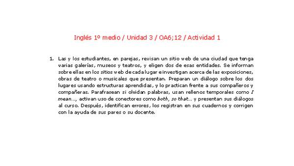 Inglés 1 medio-Unidad 3-OA6;12-Actividad 1