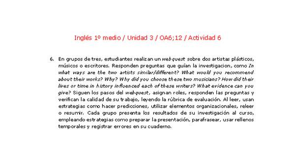 Inglés 1 medio-Unidad 3-OA6;12-Actividad 6