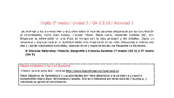 Inglés 2 medio-Unidad 3-OA2;3;10-Actividad 1