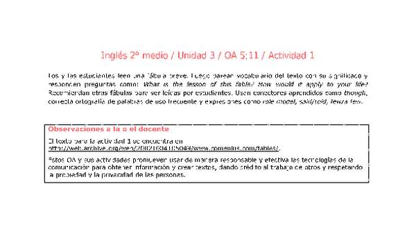 Inglés 2 medio-Unidad 3-OA5;11-Actividad 1