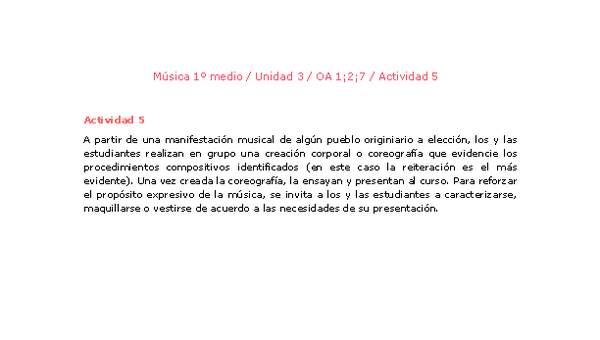 Artes Musicales 1 medio-Unidad 3-OA1;2;7-Actividad 5