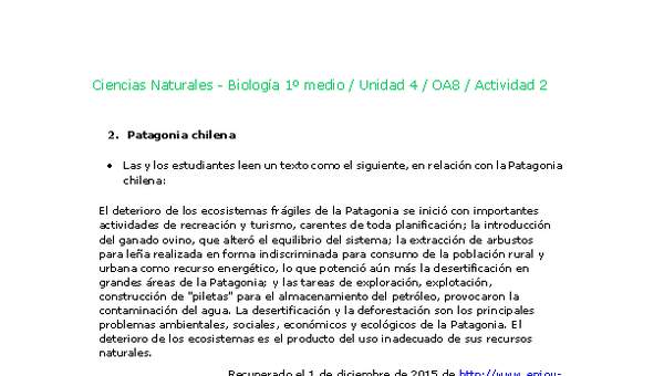 Ciencias Naturales 1 medio-Unidad 4-OA8-Actividad 2