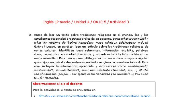 Inglés 1 medio-Unidad 4-OA10;5-Actividad 3
