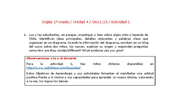 Inglés 1 medio-Unidad 4-OA11;13-Actividad 1