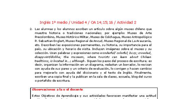 Inglés 1 medio-Unidad 4-OA14;15;16-Actividad 2