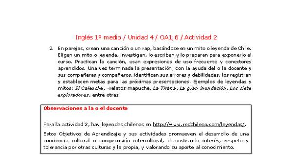 Inglés 1 medio-Unidad 4-OA1;6-Actividad 2