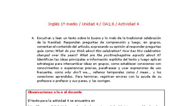 Inglés 1 medio-Unidad 4-OA1;6-Actividad 4