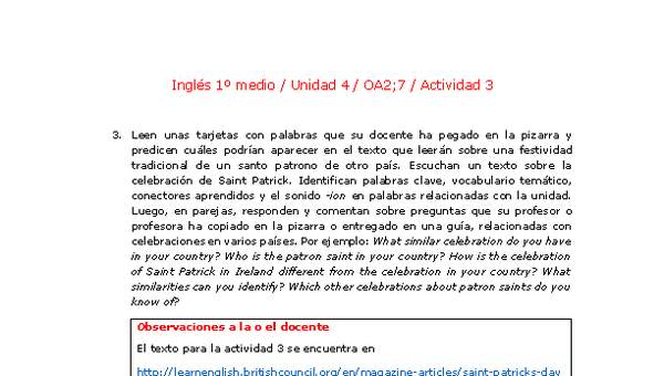 Inglés 1 medio-Unidad 4-OA2;7-Actividad 3