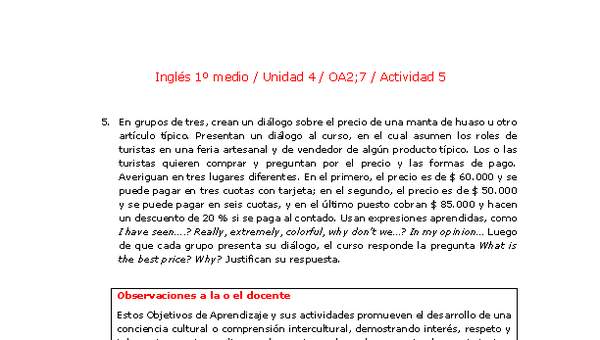 Inglés 1 medio-Unidad 4-OA2;7-Actividad 5