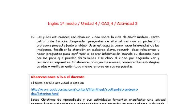Inglés 1 medio-Unidad 4-OA3;4-Actividad 3