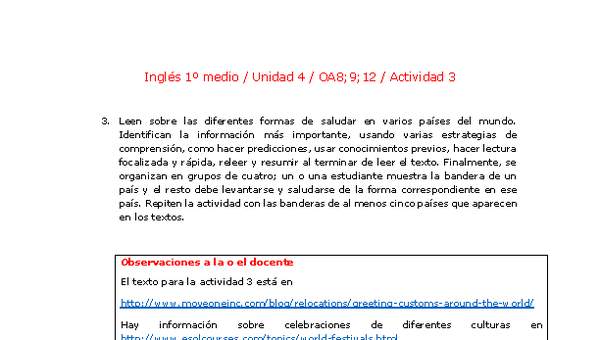 Inglés 1 medio-Unidad 4-OA8;9;12-Actividad 3