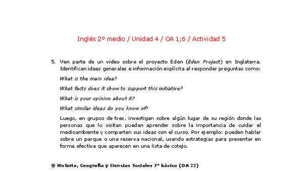 Inglés 2 medio-Unidad 4-OA1;6-Actividad 5