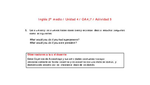 Inglés 2 medio-Unidad 4-OA4;7-Actividad 5
