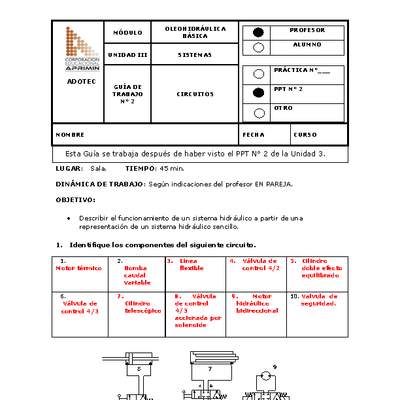 Guía de trabajo del docente Oleo-hidráulica circuitos