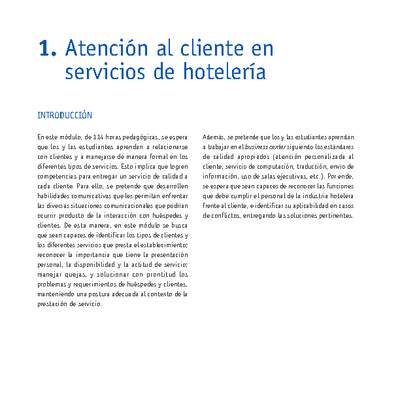 Módulo 01 - Atención al cliente en servicios de hotelería