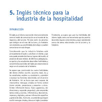 Módulo 05 - Inglés técnico para la industria de la hospitalidad