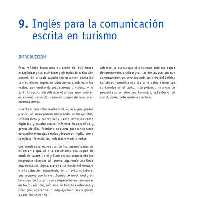 Módulo 09 - Inglés para la comunicación escrita en turismo