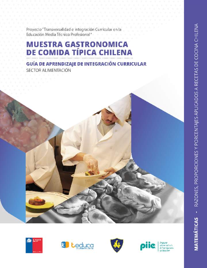 Guía de integración curricular "Razones, proporciones y  porcentajes aplicados a recetas de cocina chilena"