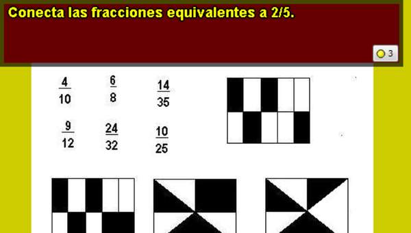 Fracciones equivalentes a 2/5 y área igual a 2/5