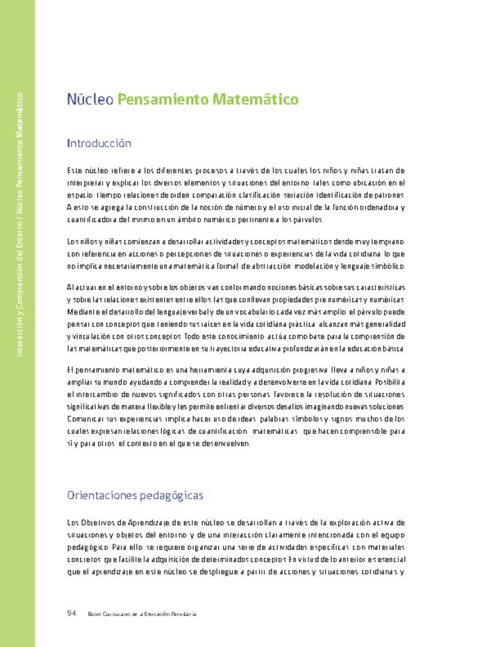 Núcleo: Pensamiento matemático