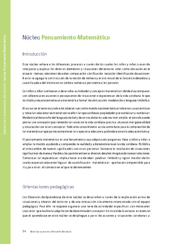 Núcleo: Pensamiento matemático