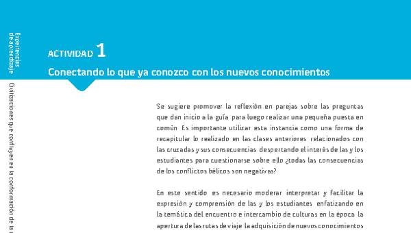 Sugerencia para el profesor: Actividad 1: Conectando lo que ya conozco con los nuevos conocimientos