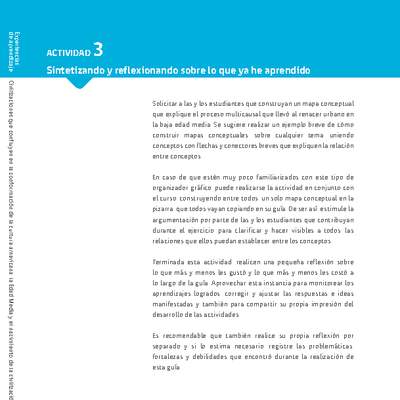 Sugerencia para el profesor: Actividad 3: Sintetizando y reflexionando sobre lo que ya he aprendido