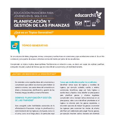 Planificación y Gestión de las Finanzas - Tópico Generativo Planificación y Gestión de las Finanzas - Tópico Generativo