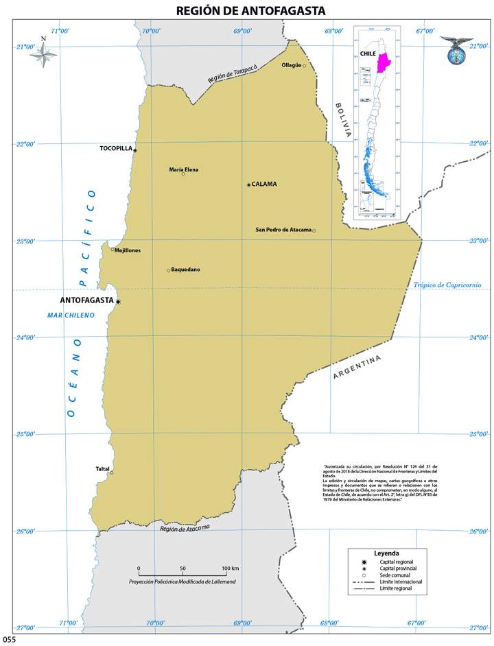 Mapa región Antogafasta  (color)