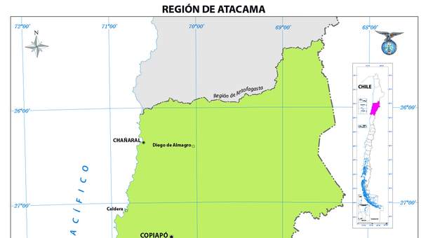 Mapa región de Atacama  (color)