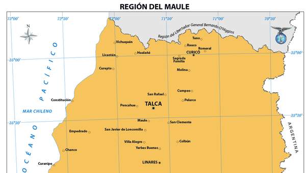 Mapa región del Maule (color)