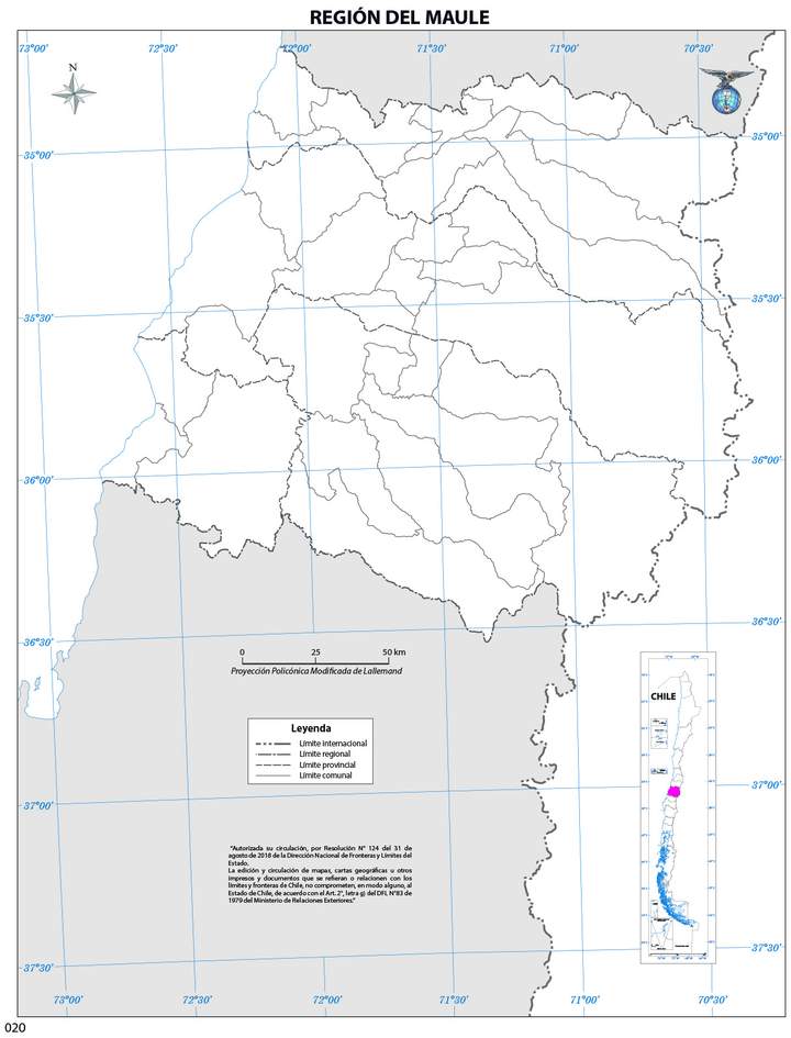 Mapa región del Maule (mudo)