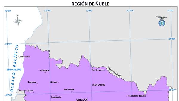 Mapa región de Ñuble (color)