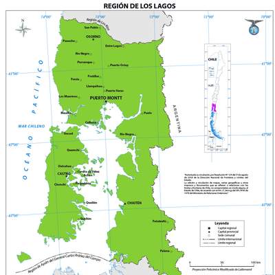 Mapa región de los Lagos (color)