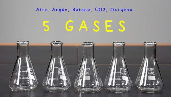 5 Gases: Aire, Argón, Butano, CO2, y Oxígeno