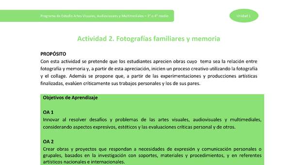 Actividad 2: Fotografías familiares y memoria