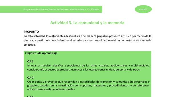 Actividad 3: La comunidad y la memoria