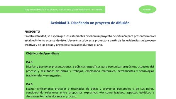 Actividad 3: Diseñando un proyecto de difusión