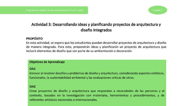 Actividad 3: Desarrollando ideas y planificando proyectos de arquitectura y diseño integrados