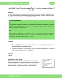 Actividad 2: Desarrollando ideas y planificando proyectos de espacios públicos al aire libre