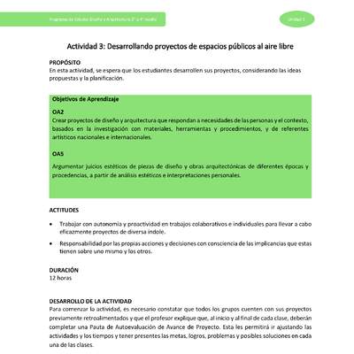 Actividad 3: Desarrollando proyectos de espacios públicos al aire libre