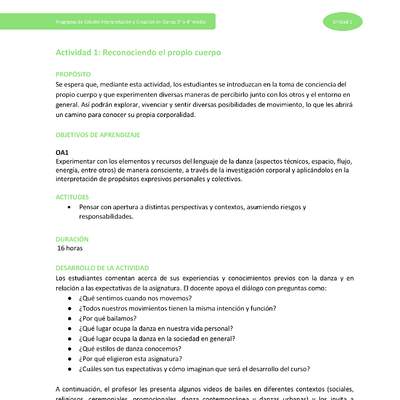 Actividad 1: Reconociendo el propio cuerpo
