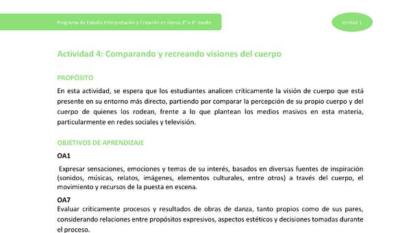 Actividad 4: Comparando y recreando visiones del cuerpo