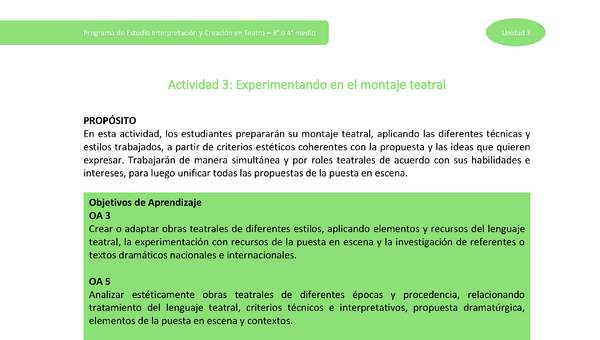 Actividad 3: Experimentando en el montaje teatral