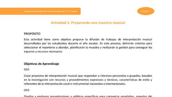 Actividad 1: Preparando una muestra musical