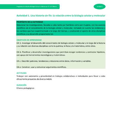 Actividad 1 - Una historia sin fin: la relación entre la biología celular y molecular